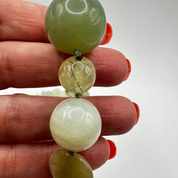 18" Prehnite and Ocean Jasper stone necklace with silver tone hardware! - Picture 9 of 12
